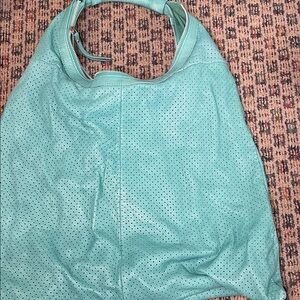 Elegant Aqua Leather Hobo Bag